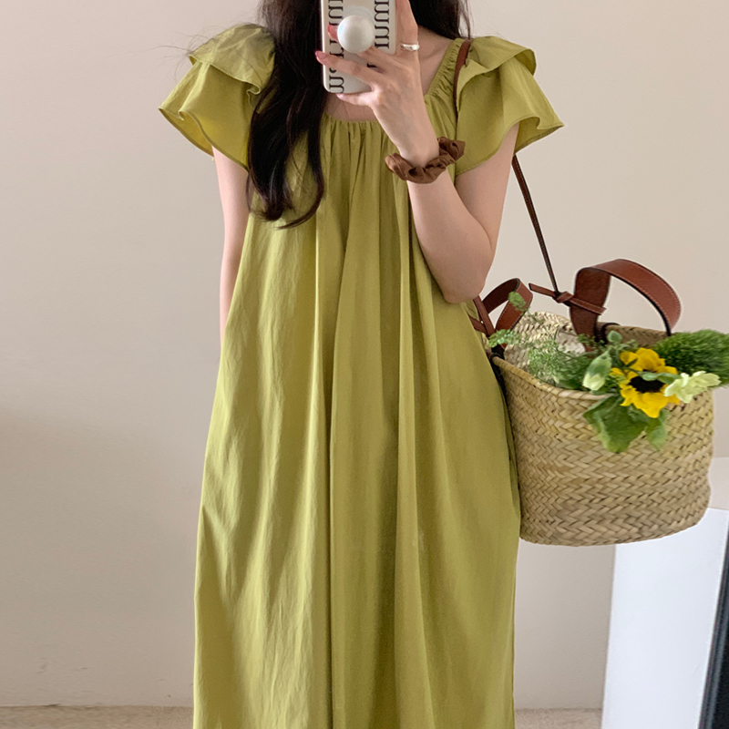 フリルワンピース　春夏　レディース　韓国ファッション　ゆったり　かわいい