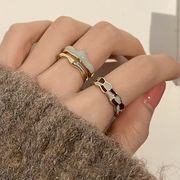 指輪　リング　レディース　韓国ファッション　メタル　アクセサリー　チェック柄