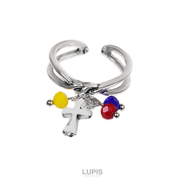 【b-5】 ビーズリング ✿  韓国 カラフル ニコちゃん  その2 b-5】 ビーズリング ✿ 韓国 カラフル ニコちゃん その2