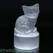 ☆高品質☆【彫刻置物】セレナイト 猫