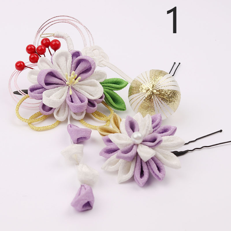 髪飾り ヘアピン＆クリップタイプ 簪 お花 花見 3点セット 浴衣 結婚式 成人式 七五三 卒業式 和装