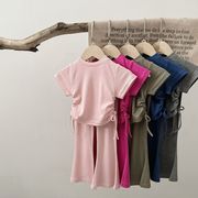 ins夏人気   韓国風子供服     キッズ服   ベビー服  半袖   Tシャツ+ズボン セットアップ   5色