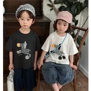 2024夏新作   韓国風子供服   キッズ服    半袖   可愛い トップス    Tシャツ    男女兼用   2色