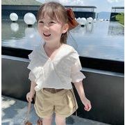 2023夏人気   韓国風子供服  キッズ   ベビー服  トップス+ショートパンツ  半袖   セットアップ  シャツ