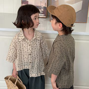 2025夏新作  韓国風子供服  キッズ服    トップス   半袖   カジュアル    シャツ  男女兼用   2色
