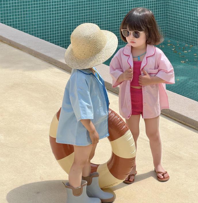 夏人気 韓国風子供服   キッズ  日焼け止め  紫外線対策  Tシャツ  コート   2色