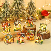 クリスマス  発光  撮影道具 ミニチュア  インテリア置物   デコレーション  小さな家  贈り物