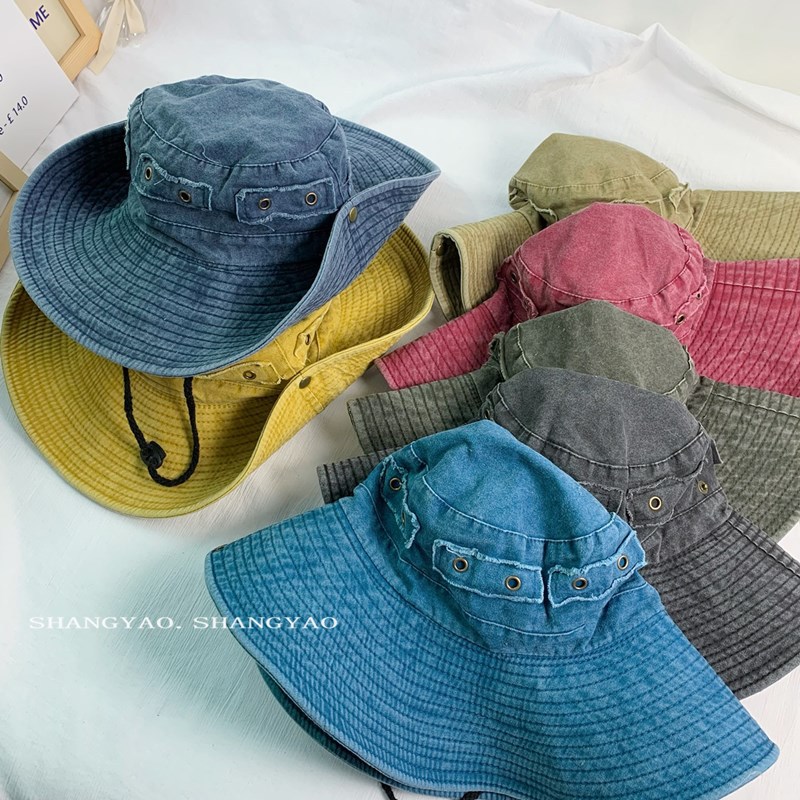 夏人気   ハット  日焼け止め   日除け帽子  紫外線UVカット   復古 盆帽   デニム   漁夫帽  7色