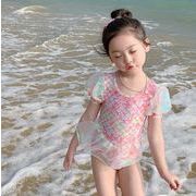 2023 夏新作 韓国風子供服 キッズ 水着  ハワイ  オールインワン  半袖 ベビー服 連体水着