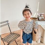 2023夏超人気  韓国風子供服  トップス Tシャツ  女の子  半袖  花柄 可愛い  2色