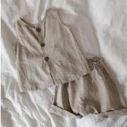 2023夏  韓国風子供服  ベビー服 カジュアル  キッズ  チョッキ+ショートパンツ セットアップ  男女兼用
