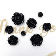 DIY素材  手芸diy用  デコパーツ  貼り付けパーツ   デコレーションパーツ   黒バラ   4サイズ