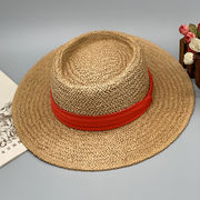 夏キャペリン海辺のビーチハット女性の日焼け止め帽子日除け麦帽子フラットサンバイザー