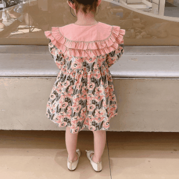 お勧め 春夏新作 韓国風子供服 3-8歳女の子 フリル シフトドレス 花柄 ワンピース ワンピ 90-140