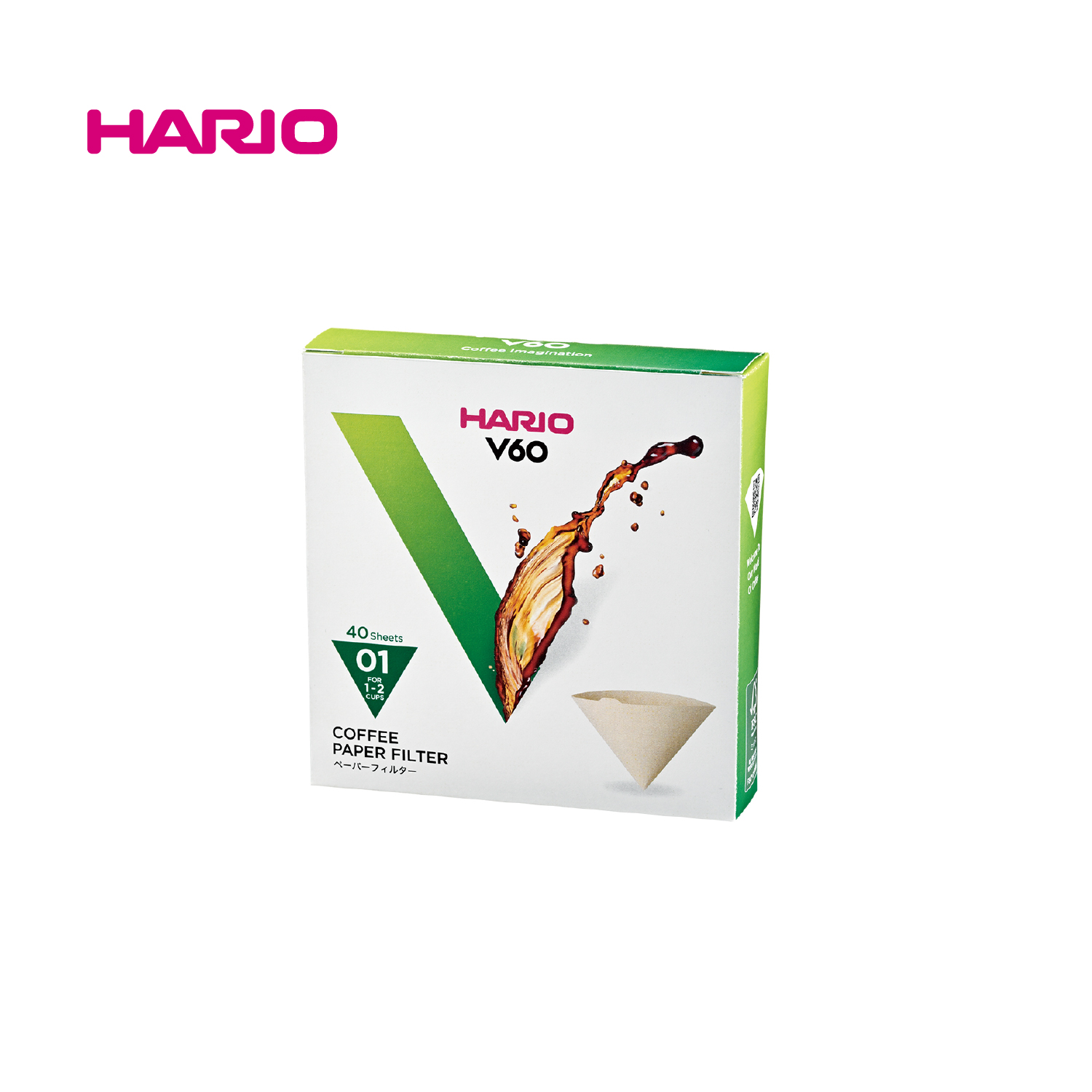 2023年リニューアル『HARIO』01用 V60用ペーパーフィルター01M　40枚入り VCF-01-40M+ (ハリオ)