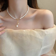 夏新作　パールネックレス　デザイン　アクセサリー　韓国ファッション　真珠　淡水パール