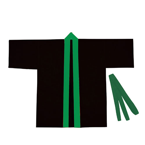 【20個セット】 ARTEC カラー不織布ハッピ 子供用S 黒(緑襟) ATC4571X2