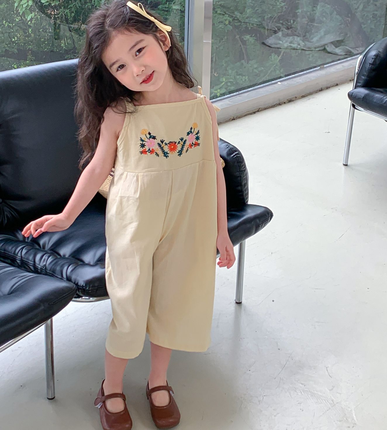 子ども サロペット パンツ ワイドパンツ 女の子 可愛い ししゅう 子供服 新作 おしゃれ 2023 夏 韓国子供服