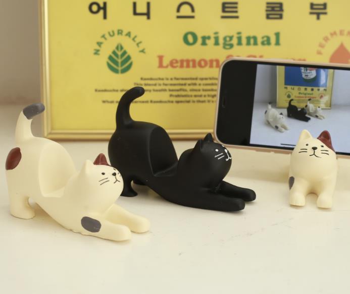 新作 スマホスタンド 携帯電話スタンド  模型 モデル 置物 猫 可愛い  雑貨 2色