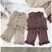 韓国子供服    ベビー   キッズ服    ニット    セーター   ベスト + ショートパンツ   セットアップ  2色