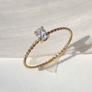 アクセサリー 楕円形のジルコン chic リング 素敵 チタンスチール素材 人気の女性用 指輪