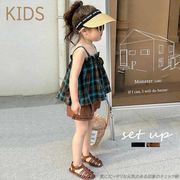 2023新作  韓国子供服 子供 キッズ 女の子 かわいい キャミソール セットアップ  フリル ショートパンツ