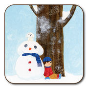 コースター イラスト 山田和明「雪だるま」 90×90mm イラスト キッチン用品