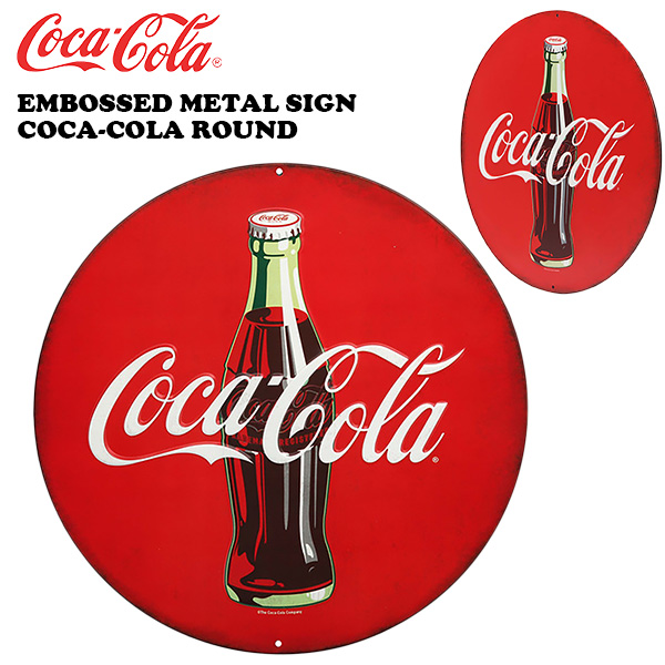 エンボス メタルサイン COCA COLA ROUND 【コカコーラ ブリキ看板