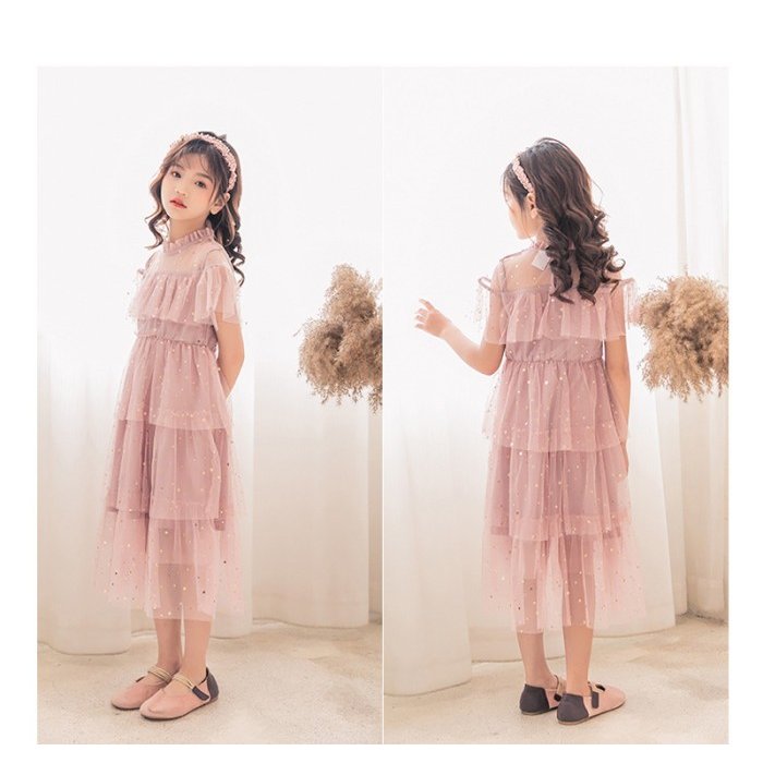 韓国子供服 女の子 夏着 お洒落 半袖 ロングワンピース 子供 ドレス ワンピース フォーマル