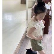 2024 夏新作 韓国風子供服  ベビー服  シフォン   袖なし Tシャツ  トップス  ベスト  チョッキ