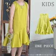 2023新作  韓国子供服 子供 キッズ 女の子 かわいい ドレス ワンピース イエロー 黄色 ビタミンカラー