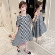 子供服 ワンピース 160 韓国子ども服 キッズ 女の子 夏 半袖ワンピース チェック柄 子供ドレス