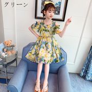 韓国子供服 ワンピース 女の子 ビーチドレス シーサイドリゾート 花柄 シフォン ワンピー キッズ