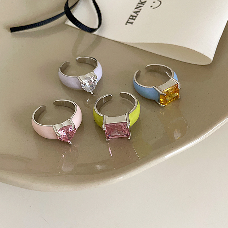 指輪　リング　アクセサリー　韓国ファッション　デザイン　金属　メタル　心　ストーン