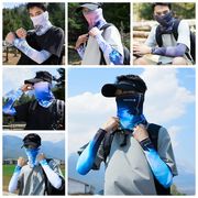 冷感 UPF50+ 日焼け防止 フェイスマスク フェイスガード 夏用 UVカット メンズ マスク+アームカバーセット