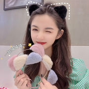韓国 かわいい 猫耳カチューシャ ふわふわヘアピン
