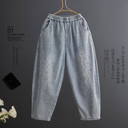初回送料無料　新作　ゆったりサイズのジーンズ　刺繍パンツ　レディースファション商品　パンツ