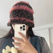 帽子　ニットキャップ　レディース　ファッション　秋冬　韓国風　デザイン　ファー