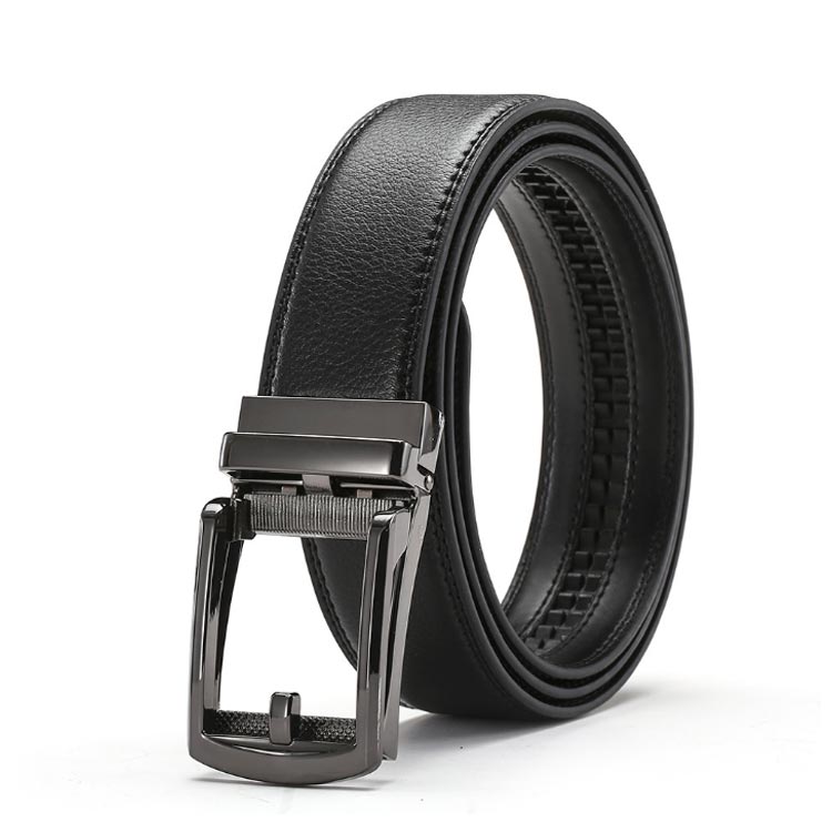 オートロックメンズベルトホワイト白レザー穴なしZ型バックルおしゃれ