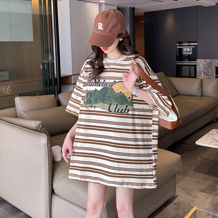 【予約220221】大きいサイズ春夏新作 韓国 レディース ファッション  Tシャツ ワンピースLL-4L全2色