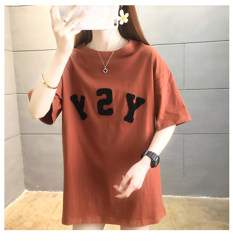 【予約220055】大きいサイズ春夏新作 韓国 レディース ファッション  Tシャツ ワンピースLL-4L刺繍