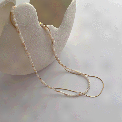 ネックレス　アクセサリー　韓国ファッション　デザイン　ビンテージ　チタン合金　貝殻　2点セット
