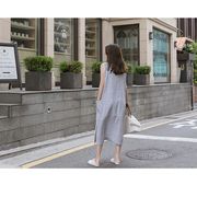 ワンピース レディース 40代 リネンワンピース 春夏新作 ノースリープワンピース Vネック