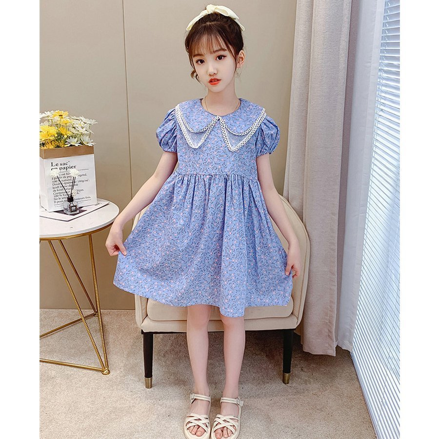 子供服 ワンピース ピンク 160 韓国子ども服 キッズ 女の子 春夏 半袖ワンピース 花柄