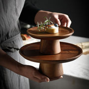 トールケーキプレート 木製トレイ 飾り テーブル ディスプレイ台 家庭用 フルーツ おやつプレート