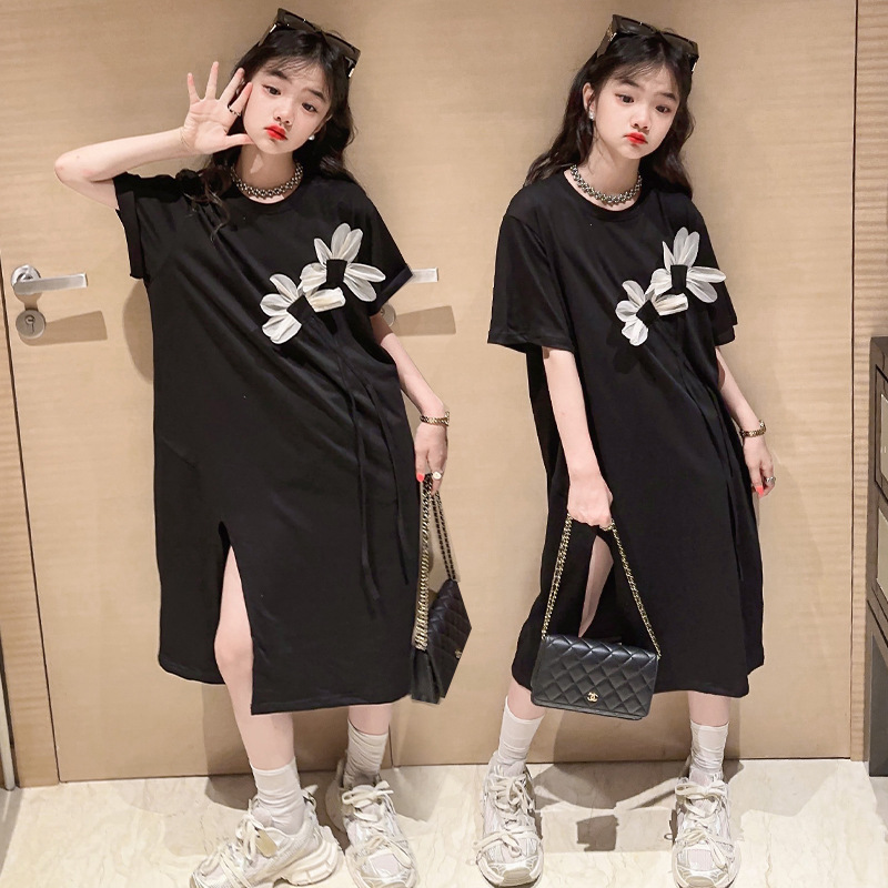 ★Girls★  ガールズワンピース　ロングTシャツ　半袖　~170cm　韓国キッズファッション