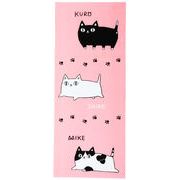 【ご紹介します！安心の日本製！人気のにゃん屋の猫3兄弟シリーズ！】手拭い猫３兄弟３匹　ピンク