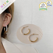 C型 ピアス 耳飾り 真珠 レディース 高級感 ファッション 存在感 設計感