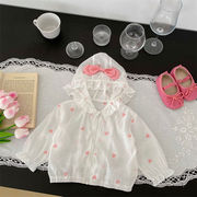 新しいデザイン 子供服 2023夏  エアコンシャツ コート 乳幼児童 女の子 ハートプリント フード付き