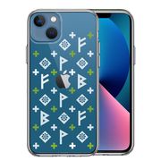 iPhone13 側面ソフト 背面ハード ハイブリッド クリア ケース ルーン 文字 緑